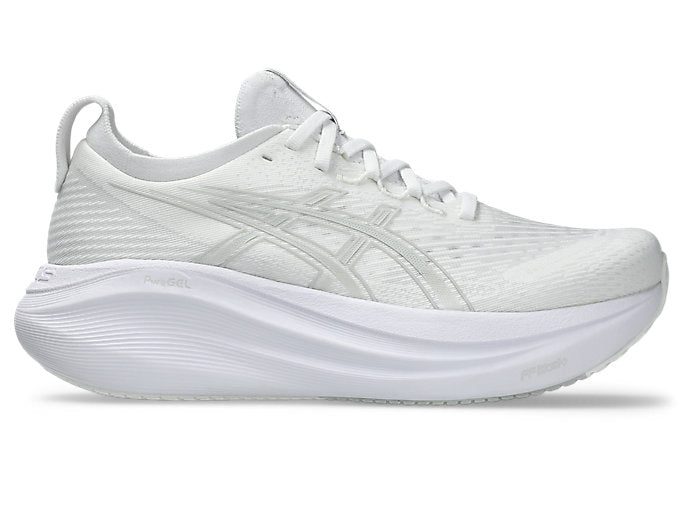 Women's Asics Gel-Nimbus 27, White/Glacier Grey, 8.5 B Medium