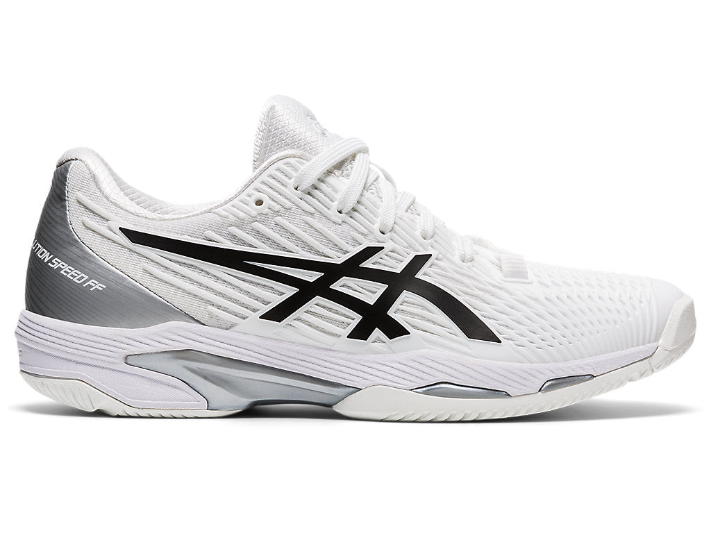Women's Asics Solution Speed FlyteFoam 2, White/Black, 9 B Medium
