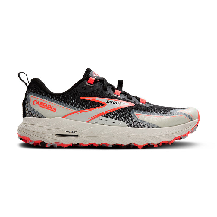 Women's Brooks Cascadia 18, Black/Blue Wash/Flame, 10 B Medium