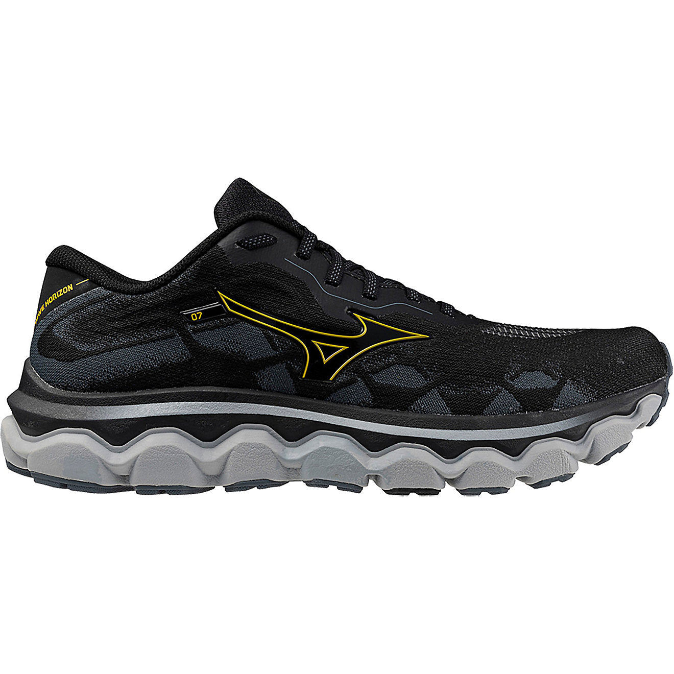 Men's Mizuno Wave Horizon 7, Black/Citrus, 10.5 D Medium