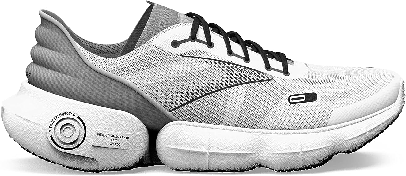 Women's Brooks Aurora-BL, White/Alloy/Black, 8.5 B Medium