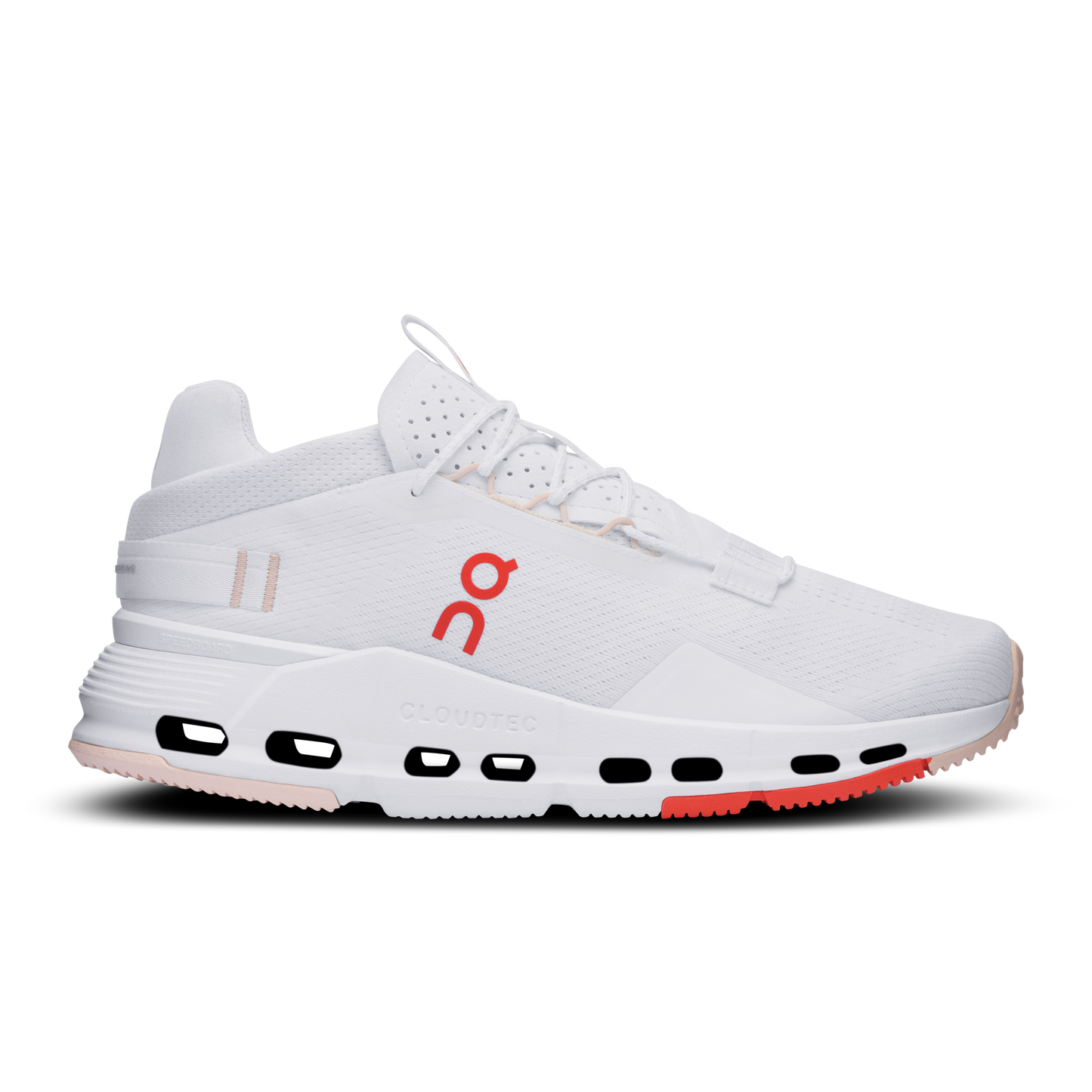 Women's On Cloudnova 2, White/Flame, 8 B Medium