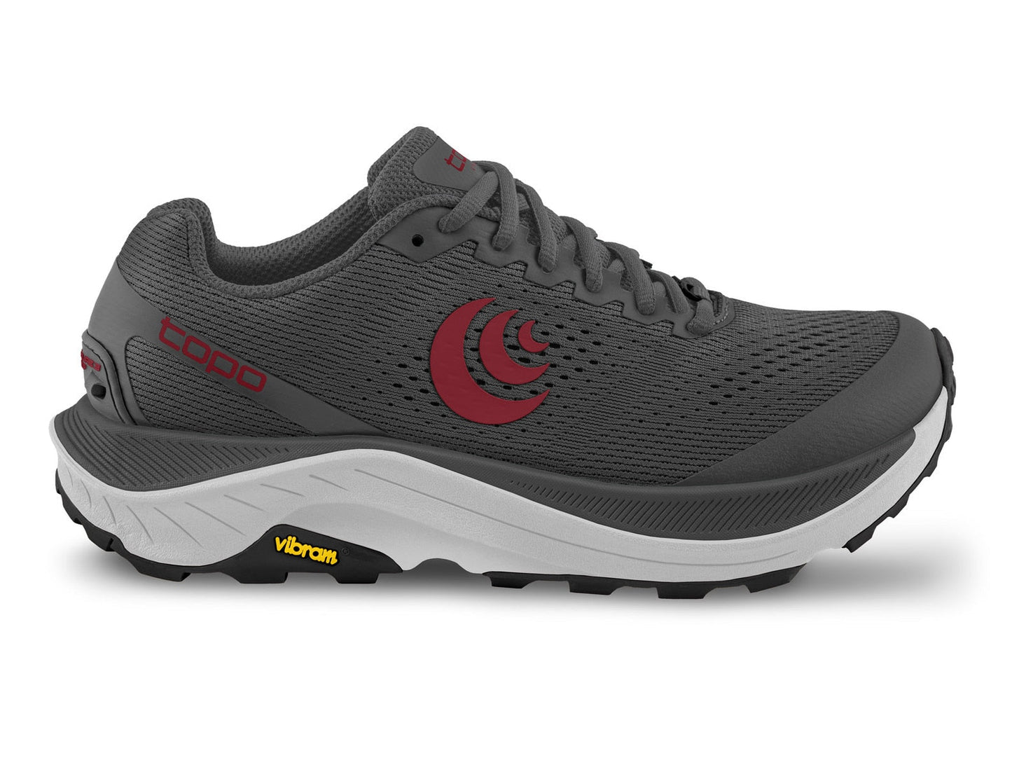 Men's Topo Athletic Ultraventure 3, Grey/Red, 11.5 D Medium