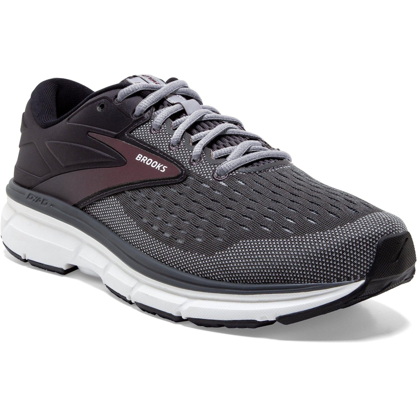 Men's Brooks Dyad 11, Blackened Pearl/Alloy/Red, 7.5 2E Wide
