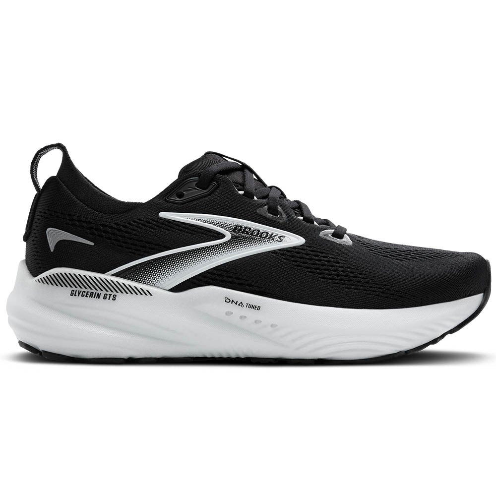 Men's Brooks Glycerin GTS 22, Black/Grey/White, 8 D Medium