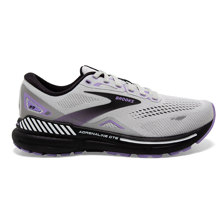 Women's Brooks Adrenaline GTS 23, Grey/Black/Purple, 5.5 2A Narrow