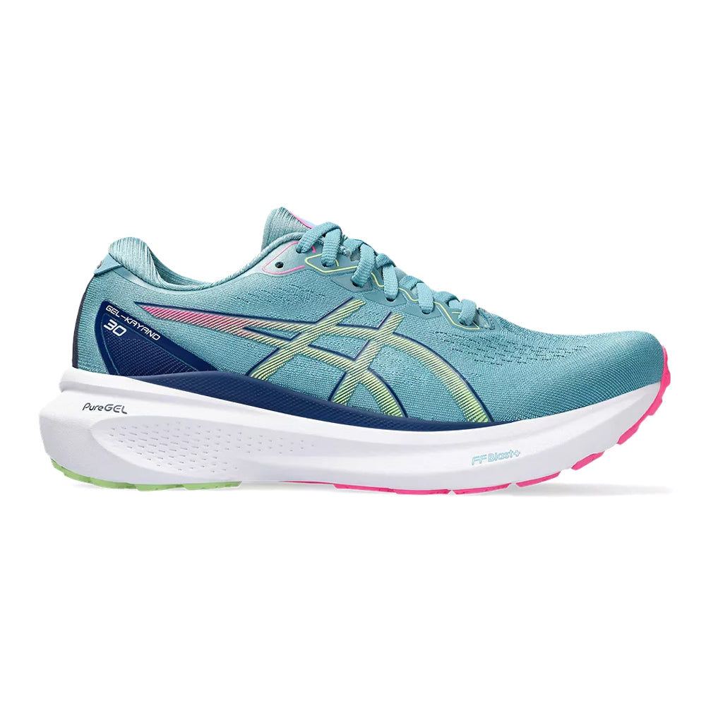 Women's Asics GEL-Kayano 30, Gris Blue/Lime Green, 5.5 B Medium