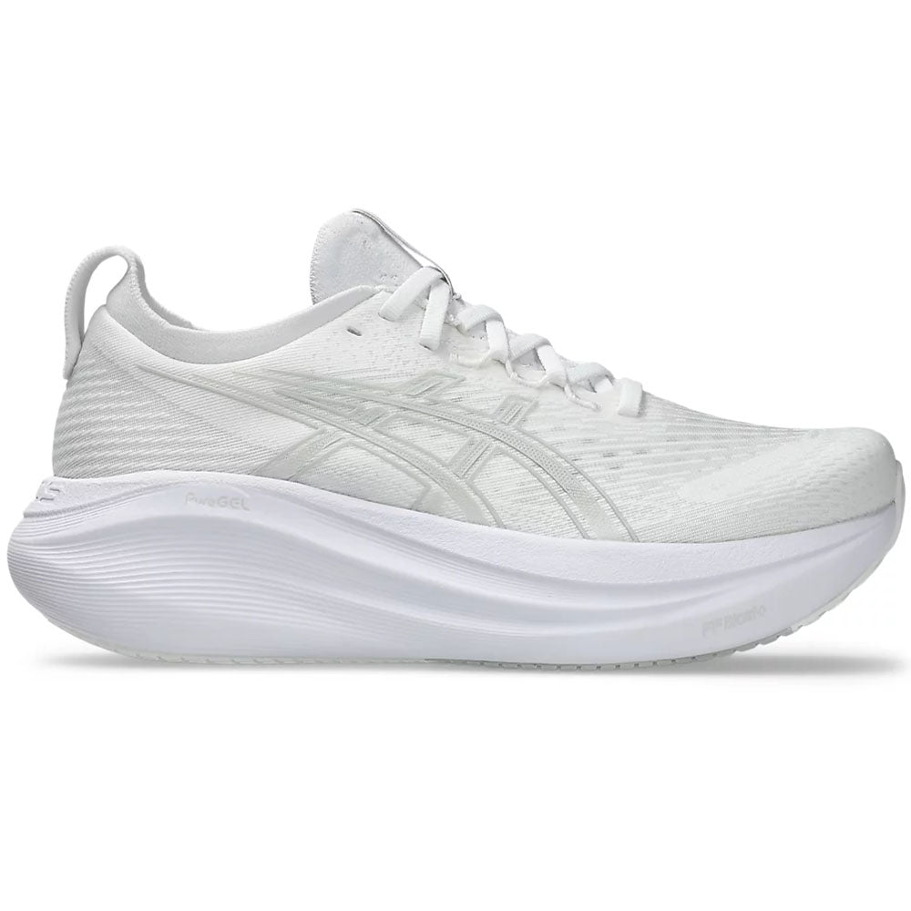 Women's Asics Gel-Nimbus 27, White/Glacier Grey, 11 B Medium