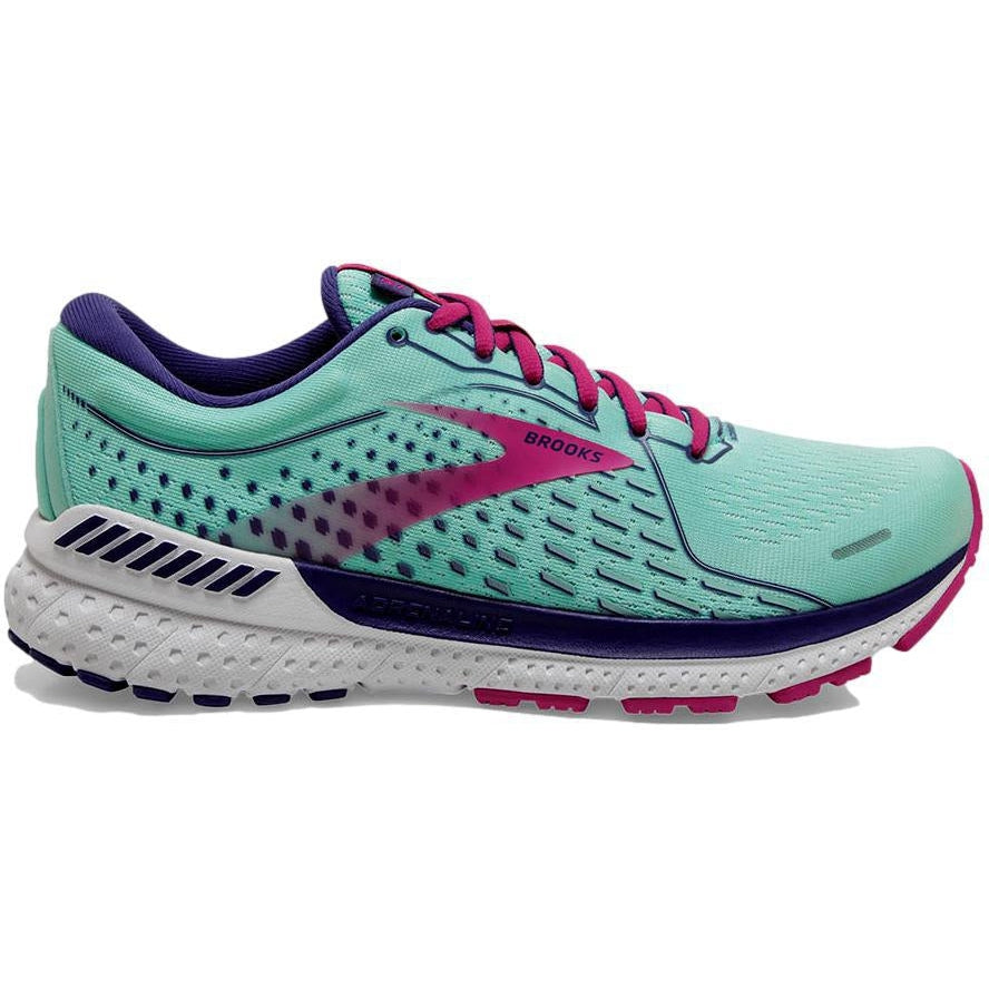 Women's Brooks Adrenaline GTS 21, Yucca/Navy Blue/Fuchsia, 6 B Medium