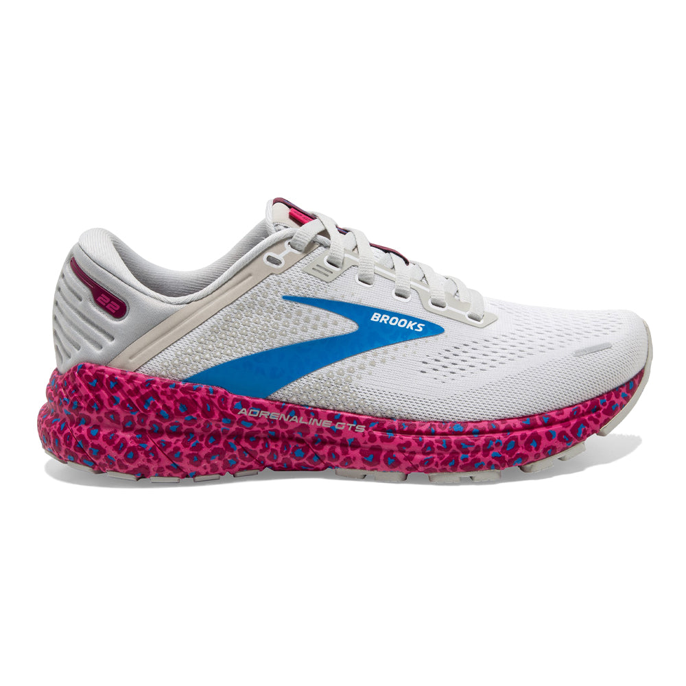 Women's Brooks Adrenaline GTS 22, White/Oyster/Brilliant, 7 B Medium