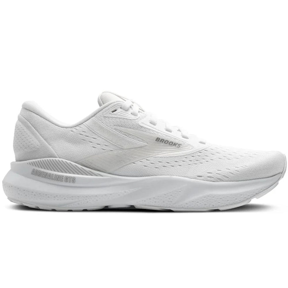 Women's Brooks Adrenaline GTS 24, White/Oyster/Alloy, 9 D Wide