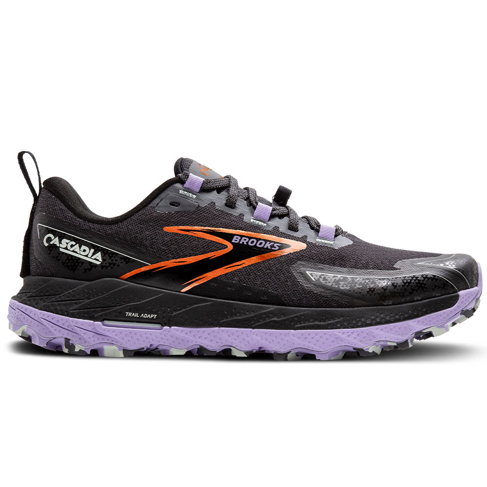 Women's Brooks Cascadia 18, Ebony/Sweet Lavender/Copper, 11 B Medium