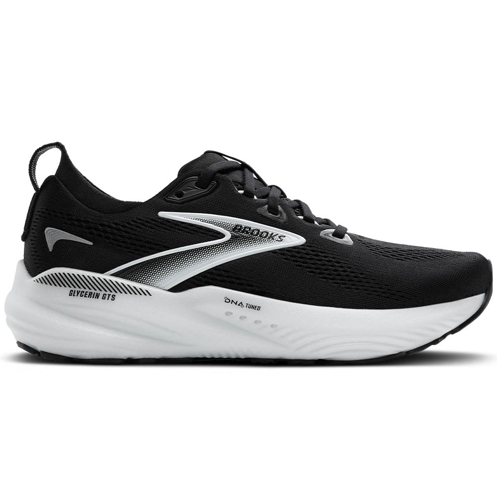 Women's Brooks Glycerin GTS 22, Black/Grey/White, 9 D Wide