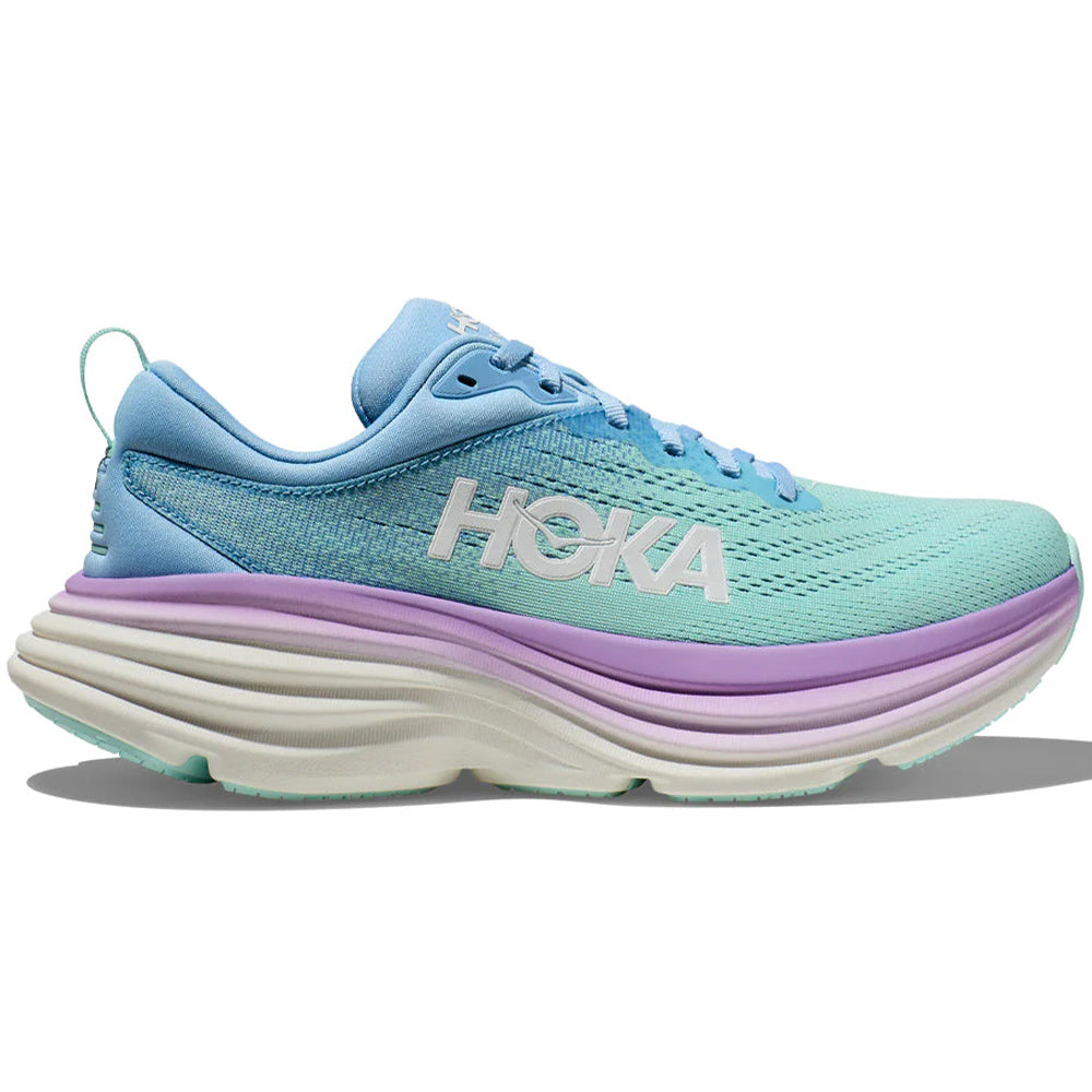 Women's Hoka Bondi 8, Airy Blue/Sunlit Ocean, 5 D Wide