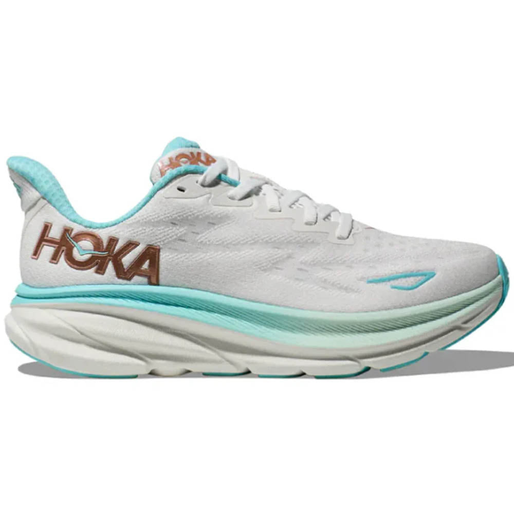 Women's Hoka Clifton 9, Frost/Rose Gold, 12 D Wide