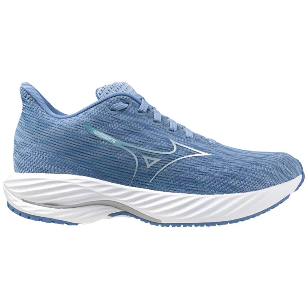 Women's Mizuno Wave Rider 28, Glacier Lake/White, 7 B Medium