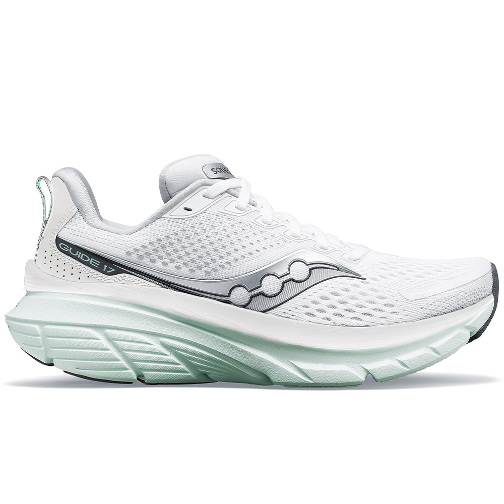 Women's Saucony Guide 17, White/Jade, 7.5 B Medium