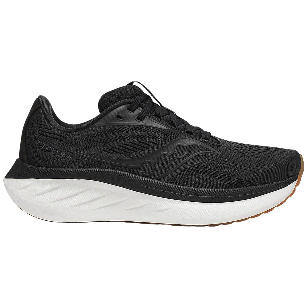 Women's Saucony Ride 18, Black/Gum, 7.5 B Medium