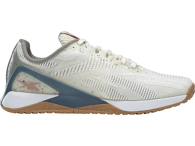 Women's Reebok Nano X1 Vegan, Classic White/Harmony Green/Brave Blue, 9.5 B Medium