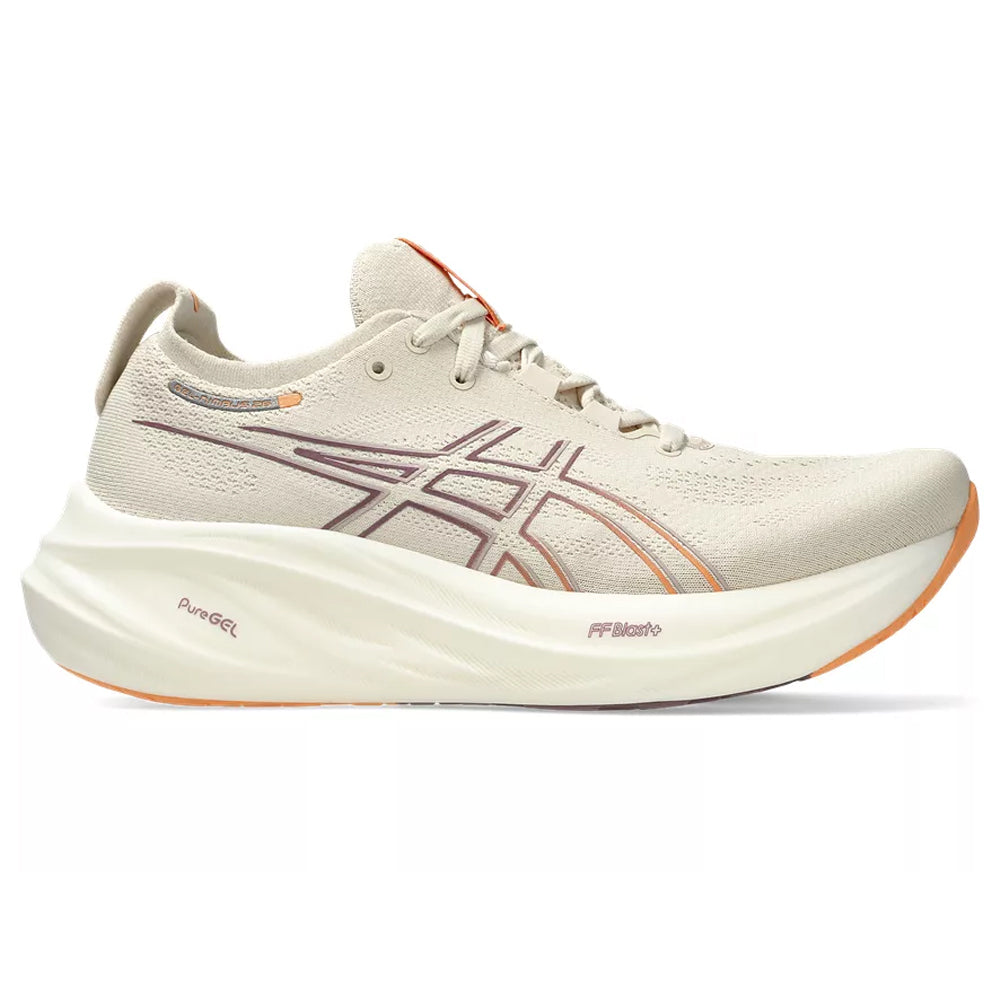Women's Asics Gel-Nimbus 26, Oatmeal/Faded Orange, 6 B Medium