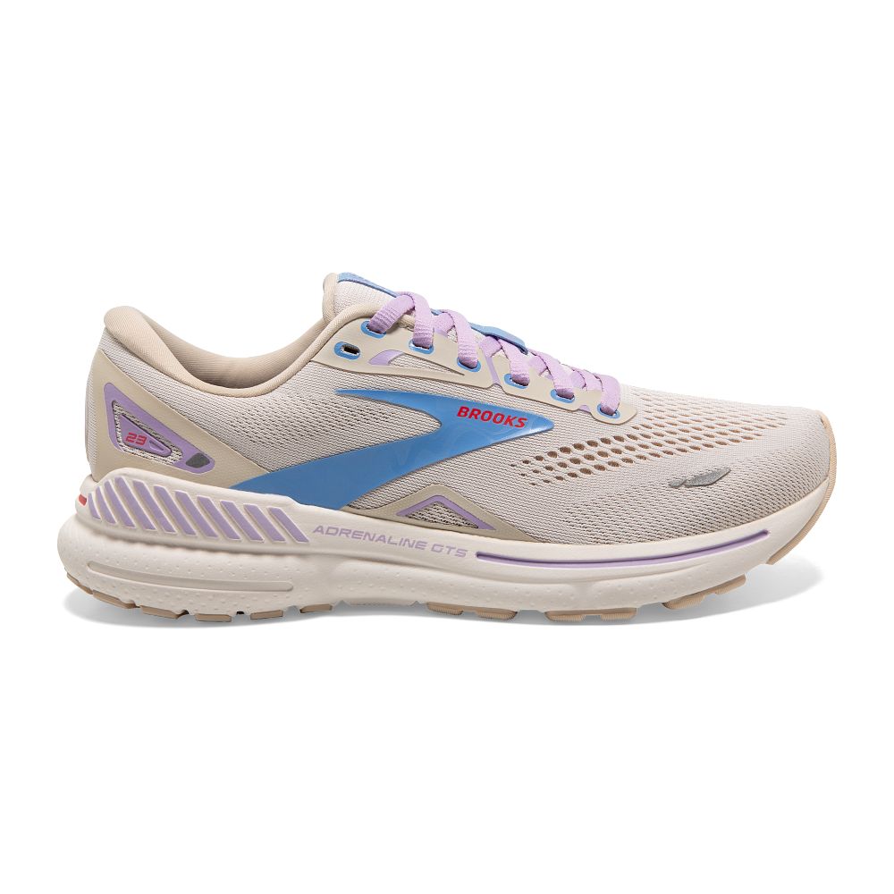 Women's Brooks Adrenaline GTS 23, Parchment/White/Vista, 12 B Medium