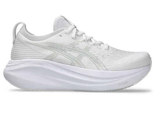 Women's Asics Gel-Nimbus 27, White/Glacier Grey, 8.5 B Medium