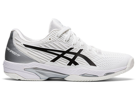 Women's Asics Solution Speed FlyteFoam 2, White/Black, 9 B Medium