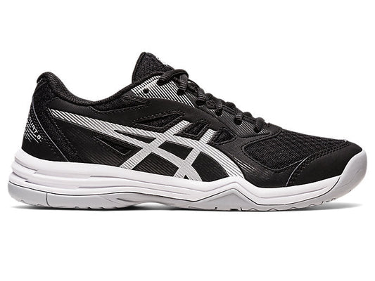 Women's Asics Upcourt 5, Black/Pure Silver, 9 D Wide