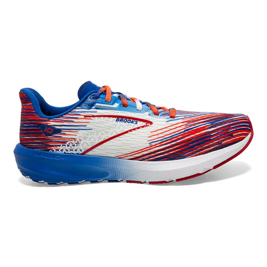 Men's Brooks Launch 10, White/Tango/Surf, 11.5 D Medium