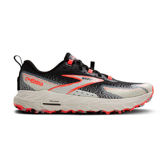 Women's Brooks Cascadia 18, Black/Blue Wash/Flame, 10 B Medium
