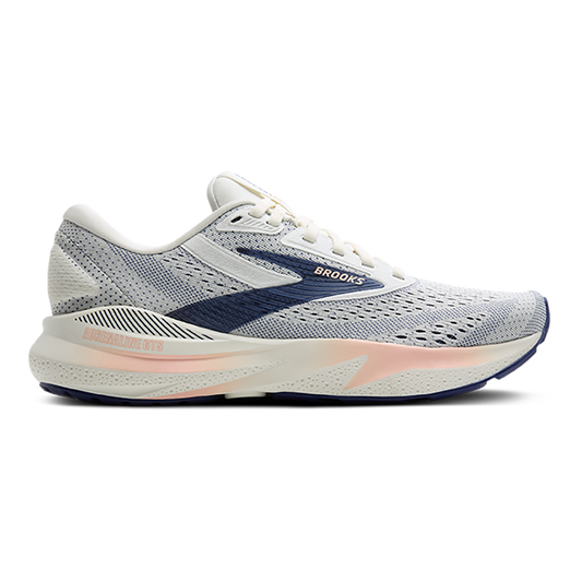 Women's Brooks Adrenaline GTS 24, Grey/Blue Ribbon/Peach, 8.5 D Wide