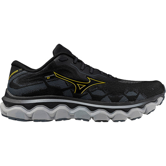 Men's Mizuno Wave Horizon 7, Black/Citrus, 10.5 D Medium