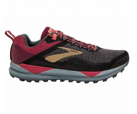 Women's Brooks Cascadia 14, Black/Rumba Red/Coral, 7 B Medium