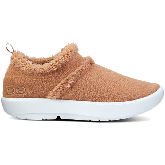 Women's OOFOS OOcoozie Low, White/Chestnut, 12 B Medium