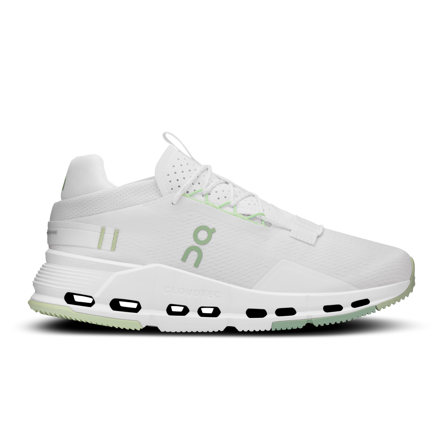 Women's On Cloudnova 2, White/Sage, 8 B Medium