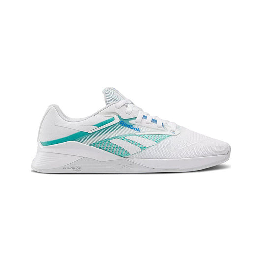 Women's Reebok Nano X4, Ftwr White/Unleashed Green/Grey, 6.5 B Medium