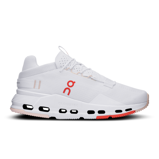Women's On Cloudnova 2, White/Flame, 7.5 B Medium