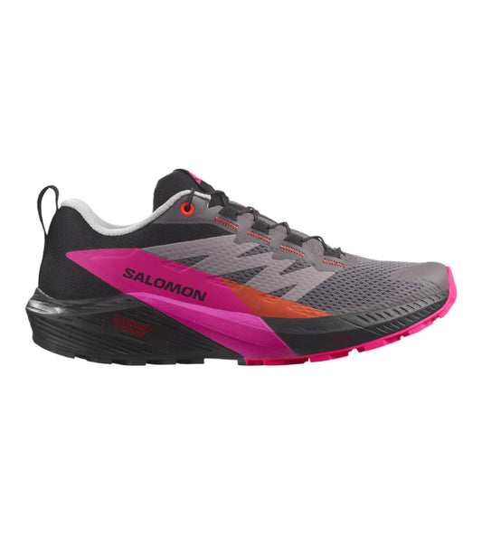 Women's Salomon Sense Ride 5, Plum Kitten/Black/Pink Glo, 6.5 B Medium