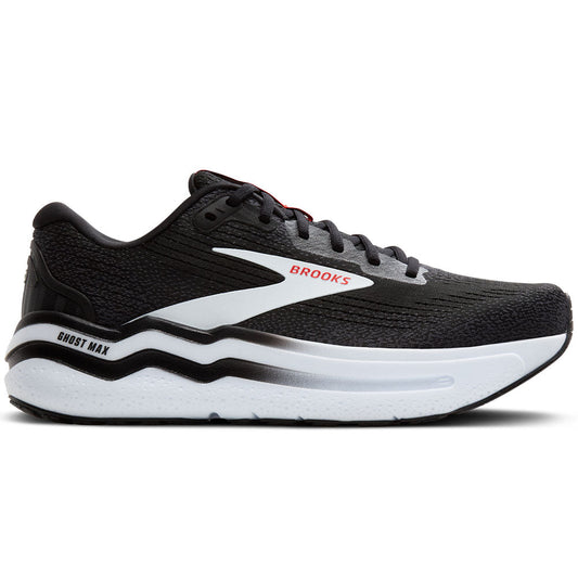 Men's Brooks Ghost Max 2, Black/White/Fiery Red, 12.5 D Medium