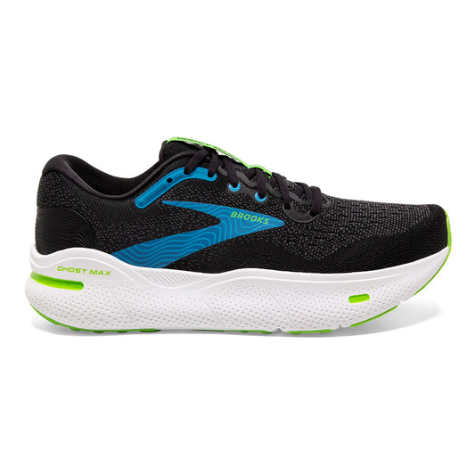 Men's Brooks Ghost Max, Black/Atomic Blue/Jasmine, 11.5 2E Wide