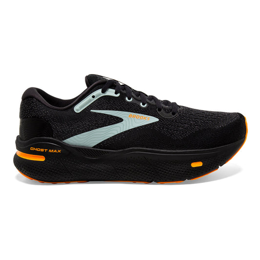 Men's Brooks Ghost Max, Black/Orange/Cloud Blue, 14 D Medium