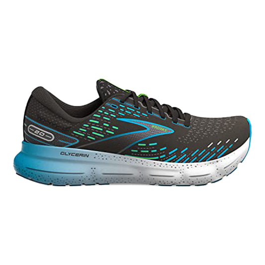 Men's Brooks Glycerin 20, Black/Hawaiian Ocean/Green, 10 D Medium