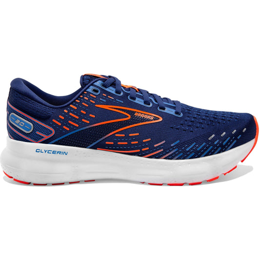 Men's Brooks Glycerin 20, Blue Depths/Palace Blue/Orange, 10.5 D Medium