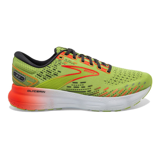 Men's Brooks Glycerin 20, Lime/Red/Ebony, 7.5 D Medium