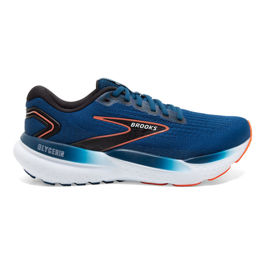 Men's Brooks Glycerin 21, Blue Opal/Black/Nasturtium, 10 2E Wide