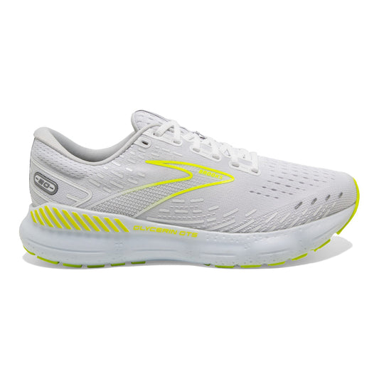 Men's Brooks Glycerin GTS 20, White/Nightlife, 10 D Medium