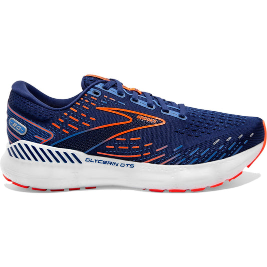 Men's Brooks Glycerin GTS 20, Blue Depths/Palace Blue/Orange, 13 D Medium