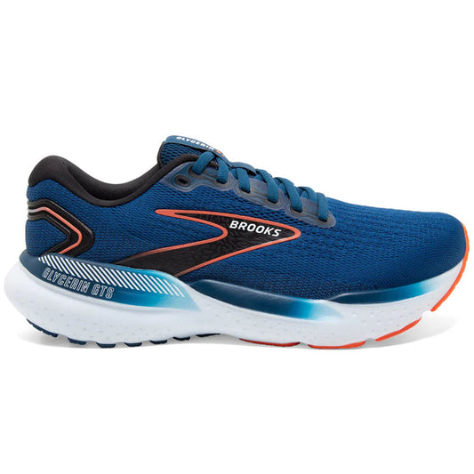 Men's Brooks Glycerin GTS 21, Blue Opal/Black/Nasturtium, 8 2E Wide