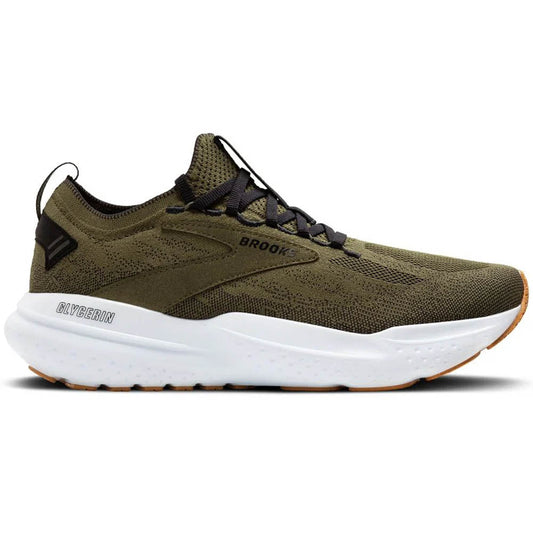 Men's Brooks Glycerin StealthFit 21, Green/Black/White, 7 D Medium