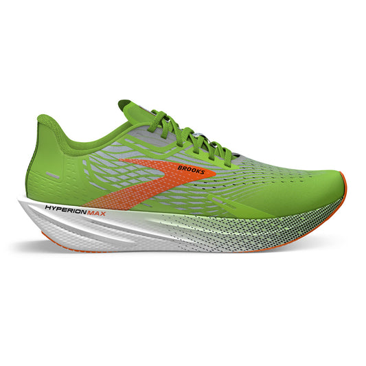 Men's Brooks Hyperion Max, Green Gecko/Red Orange/White, 8 D Medium